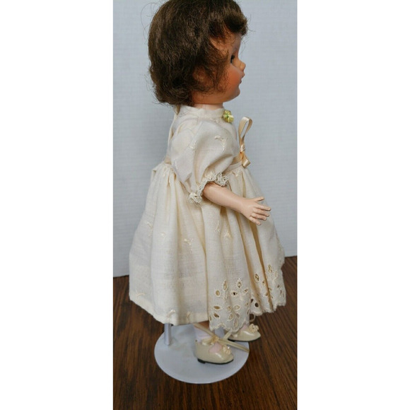 Dark Haired Blue Eyed Girl in Yellow Spring Dress 14 Inch Doll - Picture 3 of 6